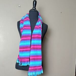 Unbranded Tropical Blossom Stripe Fleece Fringe Scarf 6x60